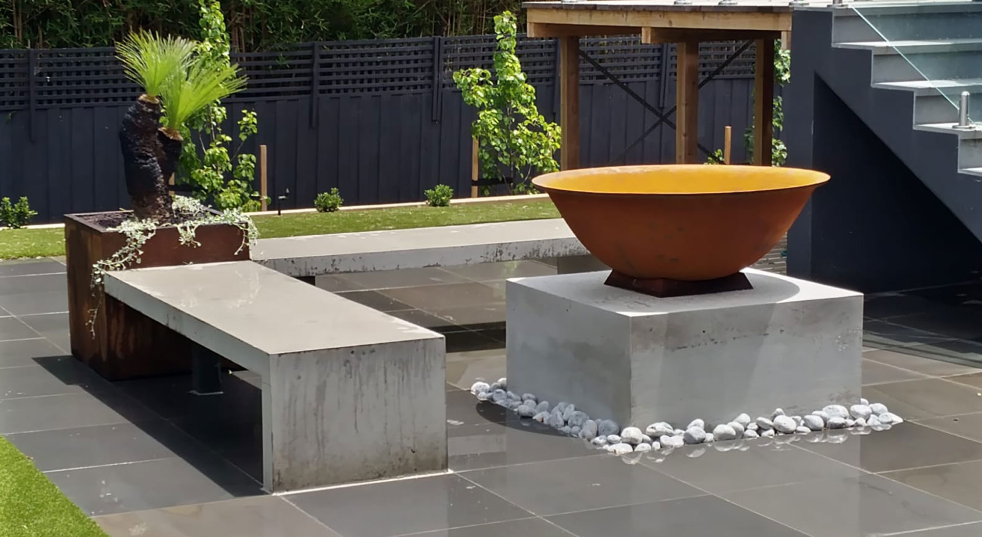Outdoor fire pit and landscaping in Deepdene by Maroondah Landscapes